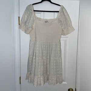 American Eagle Women’s XL Lace Trim Cream Puff Sleeve Dress